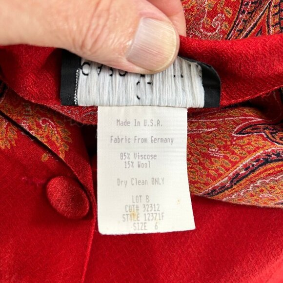 Carole Little Vintage Novelty Gauzy Red Pantsuit Size 6 - Picture 6 of 10